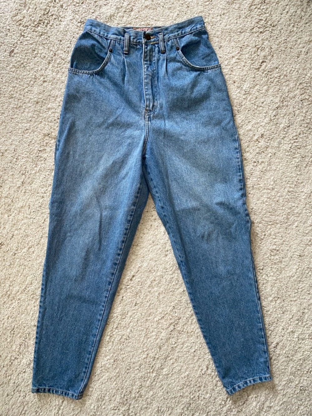 Vintage Street Worn High-Rise Relaxed Fit Classic Blue Denim Jeans